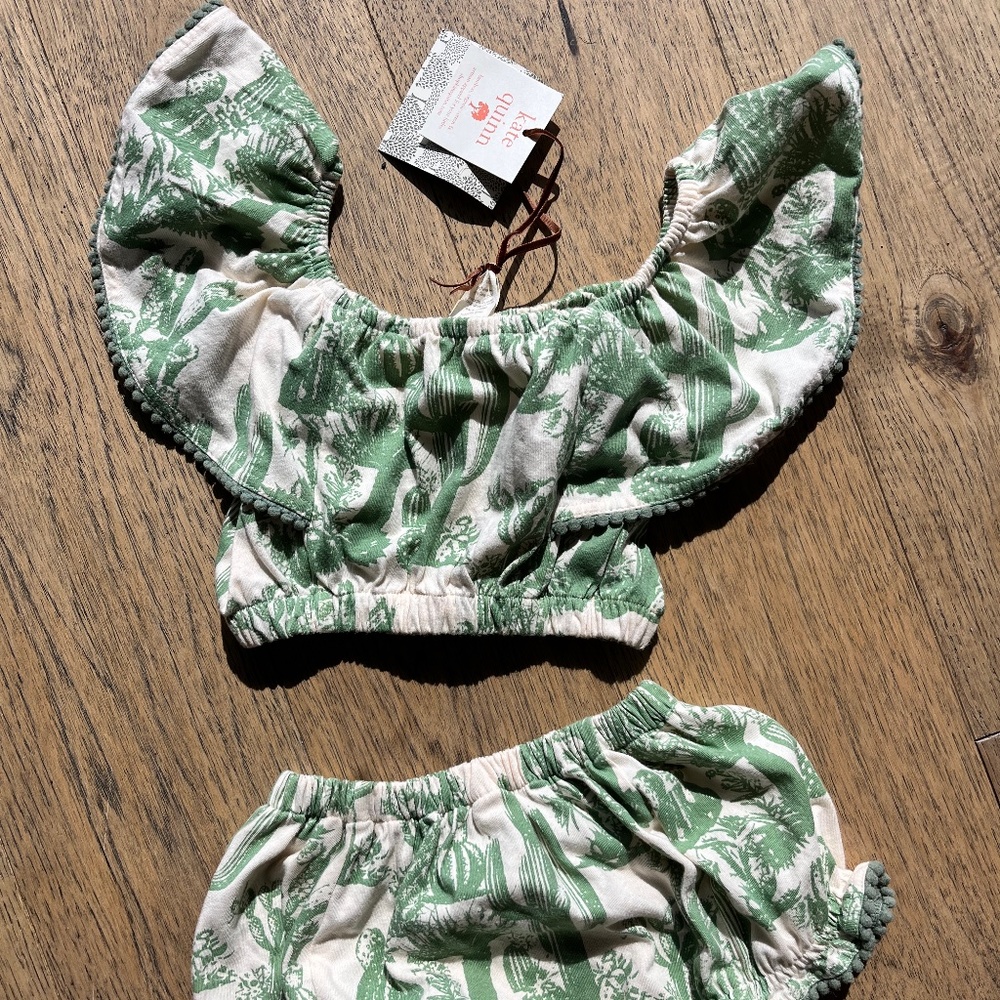 TWO OUTFITS - b/g - cacti matching outfits for twins